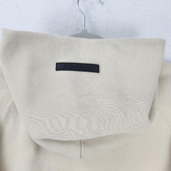 Fear Of God Essentials Hoodie Men Medium Desert Cream Cotton Pullover Sweatshirt - Picture 14 of 14